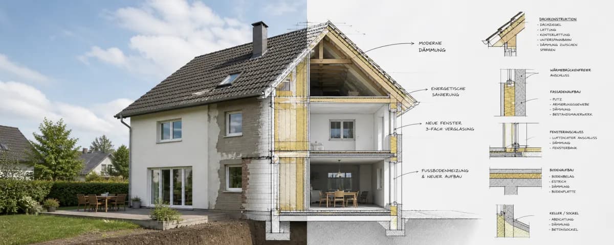 Gebäude während einer energetischen Sanierung